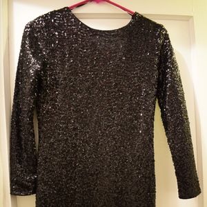 Black sequin mini dress